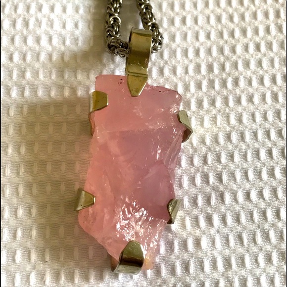 Pink Quartz pendant in german silver chain. - Picture 7 of 8